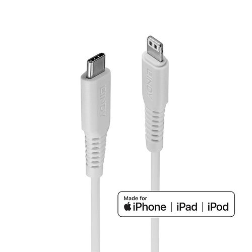 Lindy 31316 кабель с разъемами Lightning 1 m Белый