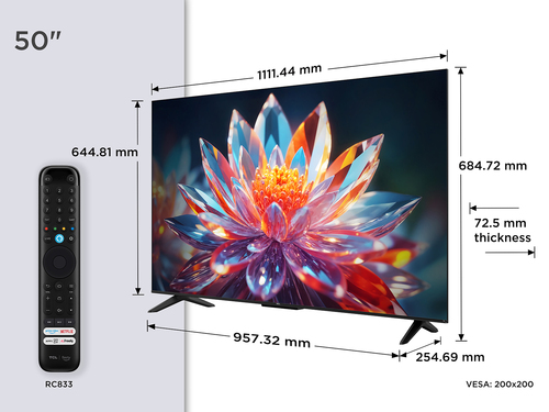 Tcl T6C 50" 4K Ultra HD Qled Smart Fire TV [2025] - 50T6C-UK, Silver - image 2