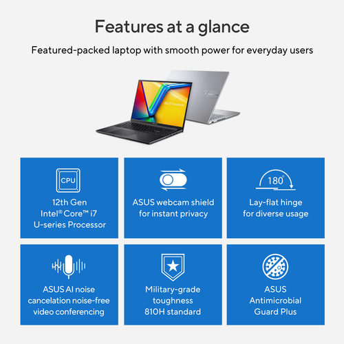 ASUS Vivobook 16 X1605ZA-MB116W Intel® Core™ i7 i7-1255U Laptop 40.6 cm (16") WUXGA 8 GB DDR4-SDRAM 512 GB SSD Wi-Fi 6 (802.11ax) Windows 11 Home Silver – image 7