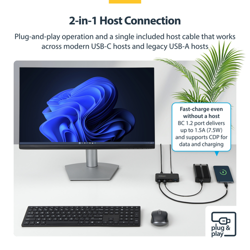 StarTech.com 4-Port USB-C and USB-A Hub, 5Gbps, Self-Powered, 2-in-1 USB-C and USB-A Host Cable, 1x USB-C and 3x USB-A (1x BC 1.2) – image 6