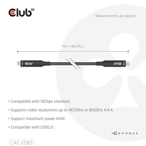 Club 3D Full-Feature USB-C kabel, 15m, afbeelding 7