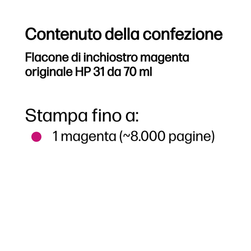 HP 31 – Flacone di inchiostro magenta originale