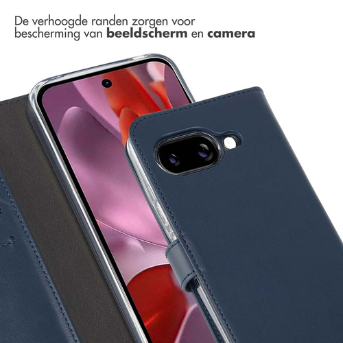Selencia Echt Lederen Bookcase Google Pixel 9A - Blauw, afbeelding 4