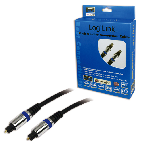 Logilink TosLink Kabel 1,5m zwart St/St, afbeelding 2