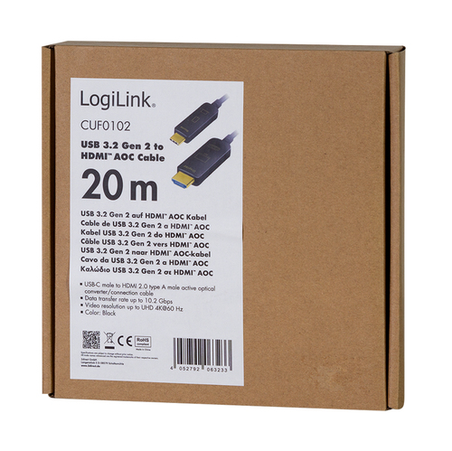 LogiLink CUF0102 video kabel adapter 20 m USB Type-C HDMI Type A (Standaard) Zwart, afbeelding 5