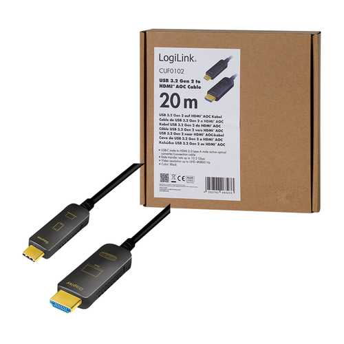 LogiLink CUF0102 video kabel adapter 20 m USB Type-C HDMI Type A (Standaard) Zwart, afbeelding 6