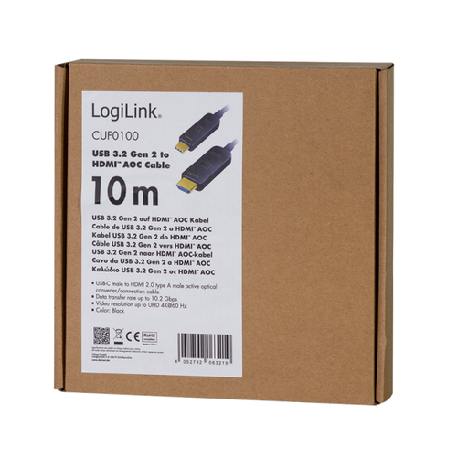 Logilink USB-C Kabel,C/M zu HDMI/M,4K/60Hz,AOC,10m zwart, afbeelding 5