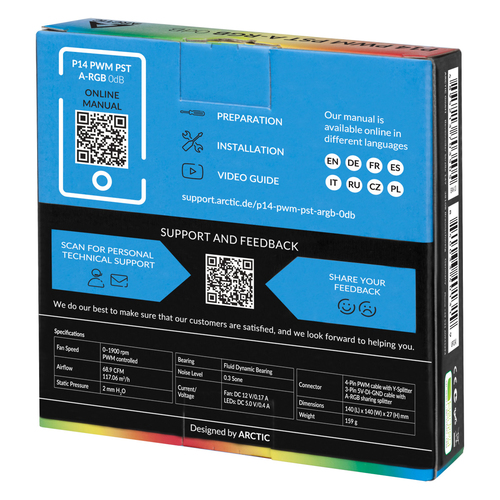 Arctic P14 PWM PST A-RGB 0dB 1-pack, 140mm, afbeelding 6