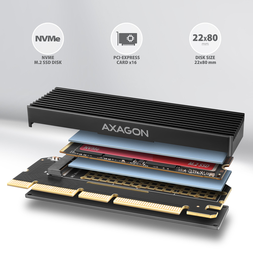 AXAGON SOLID interner PCIe-Adapter fr NVMe M2 SSD mit Khlkrper – Foto 3 von 8