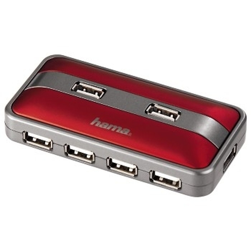 Hama USB 2.0 Hub 1:7, red/anthracite