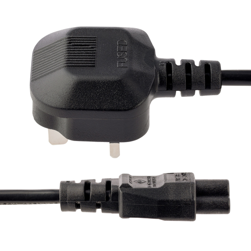 StarTech.com 3ft (1m) UK Laptop Power Cable, BS 1363 to C5 Clover Leaf, 2.5A 250V, 18AWG, Notebook/Laptop Replacement Cord, Printer Cable, UK Laptop Charger Cord, BS 1363 to IEC60320 C5 - Power Brick Cord Strømkabel 1m Sort – billede 3