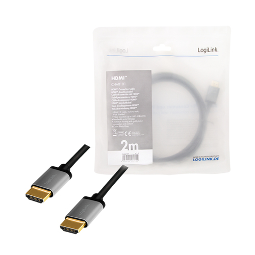 LogiLink CHA0101 HDMI kabel 2 m HDMI Type A (Standaard) Zwart, Grijs, afbeelding 4