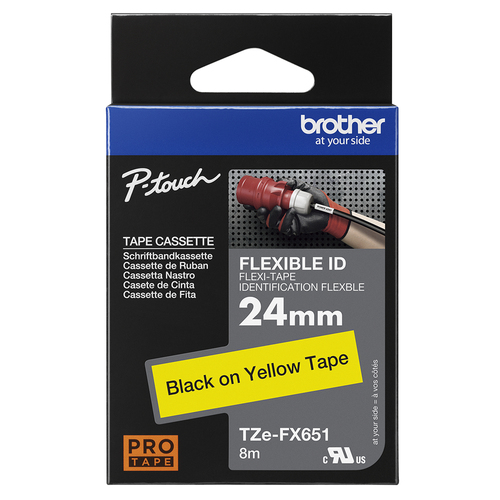 Original Brother TZEFX651 24mm Flexible Tape - Black on Yellow - image 3
