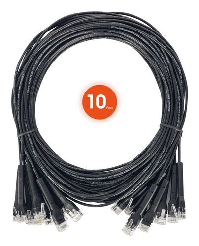 CAT6 U/UTP FLEXIBOOT SLIM NETWORK PATCH CABLE, 10 FT., BLACK, 10-PACK