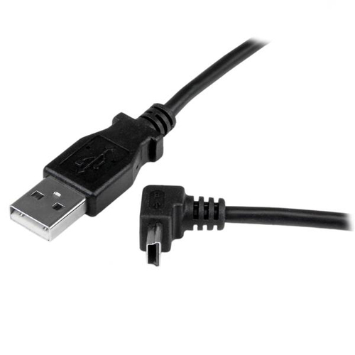 StarTech.com 1m Mini USB Cable Cord - A to Up Angle Mini B - Up Angled Mini USB Cable - 1x USB A (M), 1x USB Mini B (M) - Black (USBAMB1MU) USB-kabel 1m Sort – billede 2