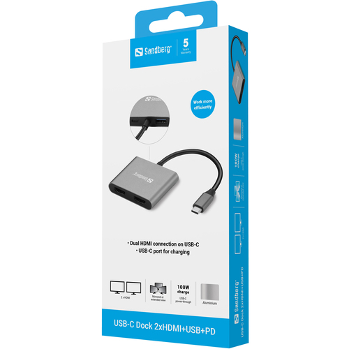 Sandberg USB-C Dock 2xHDMI+USB+PD – image 7