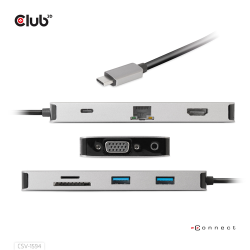 Club 3D USB Gen 1 Type-C 9-in-1 Hub dockingstation, afbeelding 6