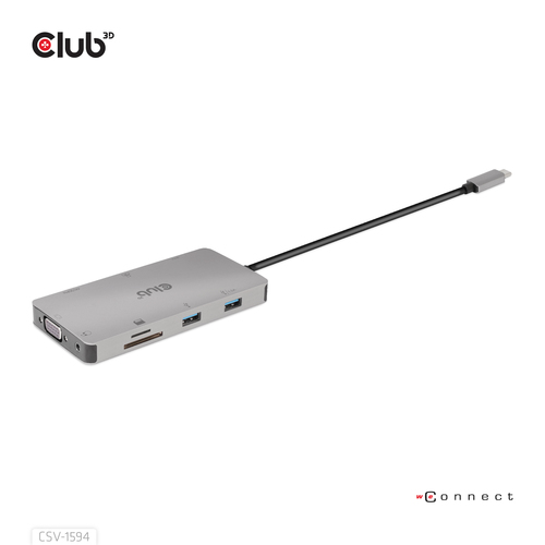 Club 3D USB Gen 1 Type-C 9-in-1 Hub dockingstation, afbeelding 3