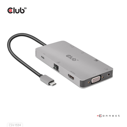 Club 3D USB Gen 1 Type-C 9-in-1 Hub dockingstation, afbeelding 2
