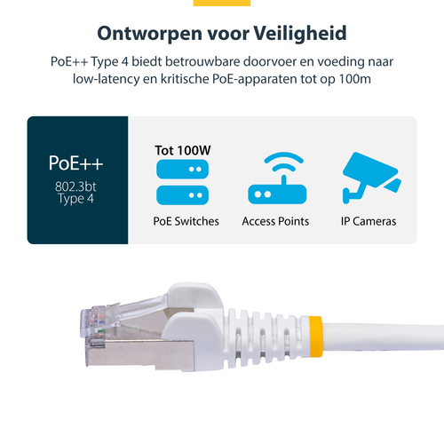 StarTech.com 5m White CAT8 Ethernet Cable, Snagless, SFTP, 25G40G - Verbindingskabel, afbeelding 7