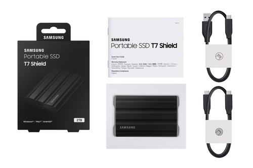 Samsung t7 Shield Mu-pe2t0s - Unidade de Estado S?lido - Encriptado - 2 tb - Externa (port?til) - usb 3.2 gen 2 (usb c Conector) - 256-bits aes - Preto