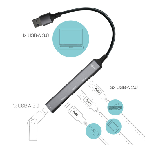 I-tec Metal USB 3.0 HUB 1x USB 3.0 + 3x USB 2.0, afbeelding 2