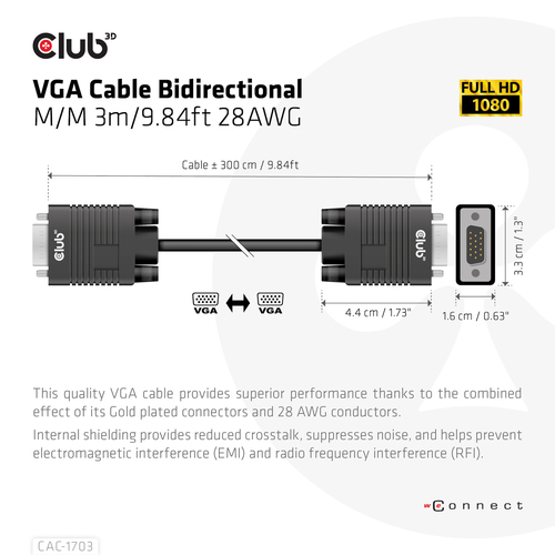 Club 3D - VGA-kabel, afbeelding 4