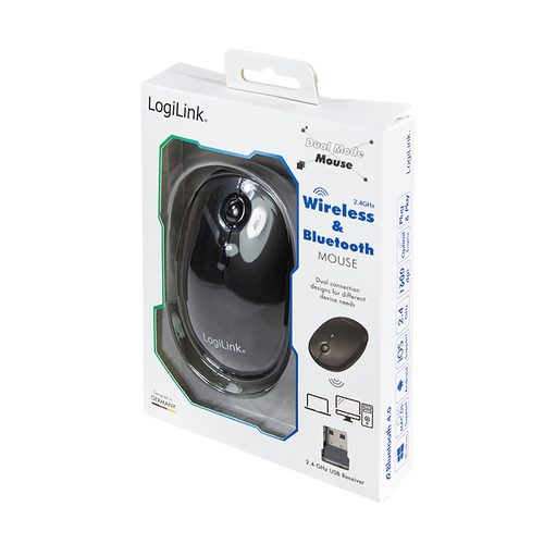 LogiLink Maus Funk & Bluetooth,2.4GHz,800/1200/1600dpi,schw., afbeelding 8