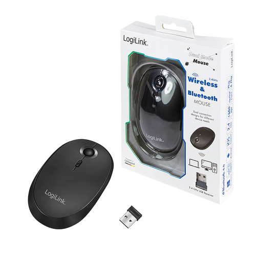 LogiLink Maus Funk & Bluetooth,2.4GHz,800/1200/1600dpi,schw., afbeelding 9