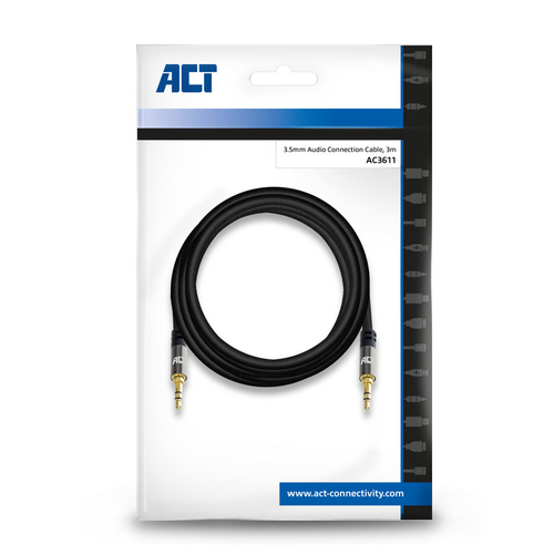 Professional Audio Connection Cable Mini Jack Male Male metal plugs 3.0 Meter, afbeelding 2