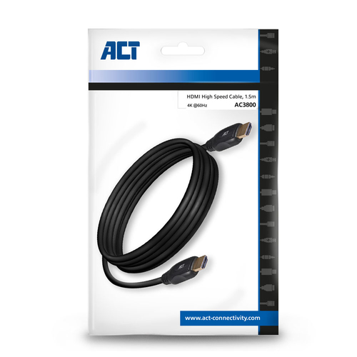 ACT Connectivity 1,5 meter HDMI High Speed video kabel v2.0 HDMI-A male - HDMI-A male, afbeelding 3