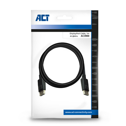 ACT Connectivity 1 meter DisplayPort kabel male - male, afbeelding 3