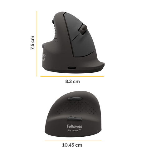 Fellowes Vertical Wireless Mouse Breyta Plus+ Ergonomic Left Handed Vertical Mouse with Antibacterial Protection Medium – image 4