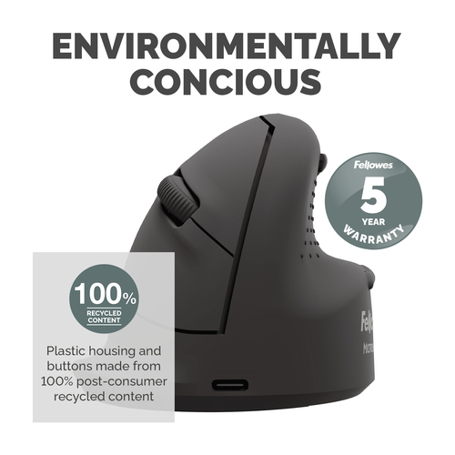 Fellowes Vertical Wireless Mouse Breyta Plus+ Ergonomic Right Handed Vertical Mouse with Antibacterial Protection Large – image 9