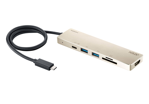 ATEN UH3239 Проводная USB 3.2 Gen 1 (3.1 Gen 1) Type-C Черный, Золото