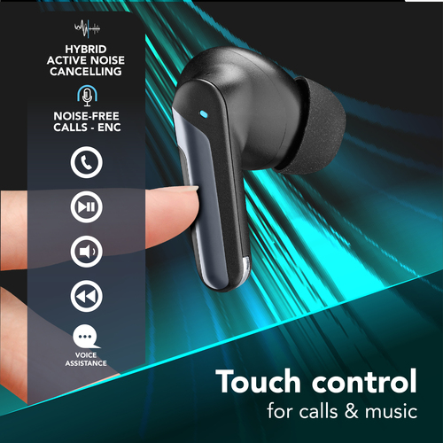 Cellularline NUMB BLUETOOTH EARBUDS WITH HYBRID ANC, BLACK – image 4