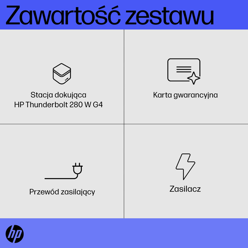 Stacja dokująca HP Thunderbolt 280 W G4 z przewodem combo