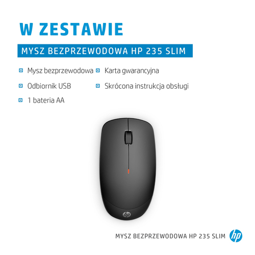 Mysz bezprzewodowa HP 235 Slim 1600DPI Bateria do 18 msc. 4E407AA