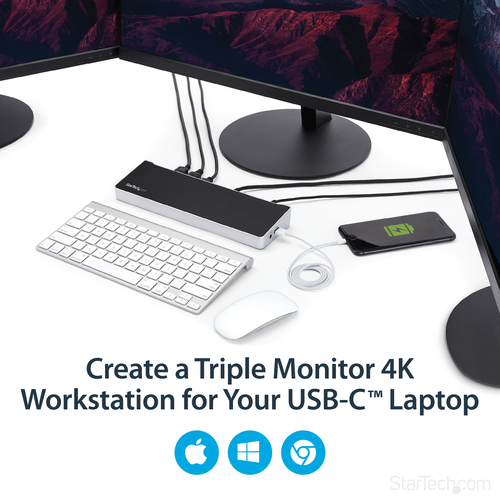 StarTech.com 4K USB-C Dock, Triple UHD 4K Monitor Docking Station, Mac & Windows, USB C to HDMI & DisplayPort – image 8