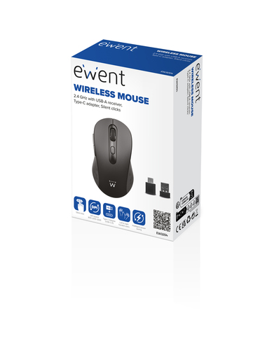 Ewent Wireless optical mouse 800-1200-1600dpi, Silent clicks and Type-C Adapter – image 4
