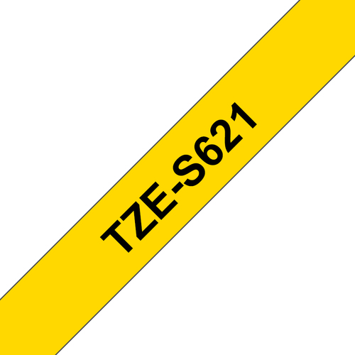 Original Brother TZES621 9mm Strong Adhesive Tape Black on Yellow - image 1