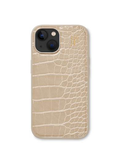 iDeal of Sweden Vegan Leather Case MagSafe iPhone 13 / 14 / 15 / 16e Warm Beige Croco