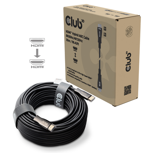 Club 3D HDMI hybride AOC kabel 8K60Hz/4K120Hz 30m