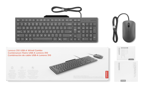 Lenovo GX31R09775 teclado Ratón incluido Hogar / Oficina USB Inglés de EE. UU. Gris