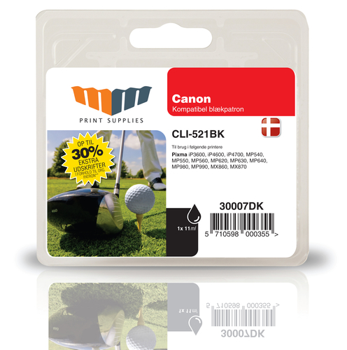 MM Black Inkjet Cartridge - Replaces Canon CLI-521BK (2933B001) - 30% Extra ink compared to OEM