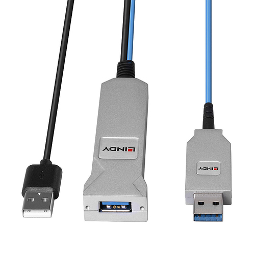 Lindy 43345 USB-kabel 30 m USB 3.2 Gen 1 (3.1 Gen 1) USB A 2 x USB A Blauw, Zilver, afbeelding 4