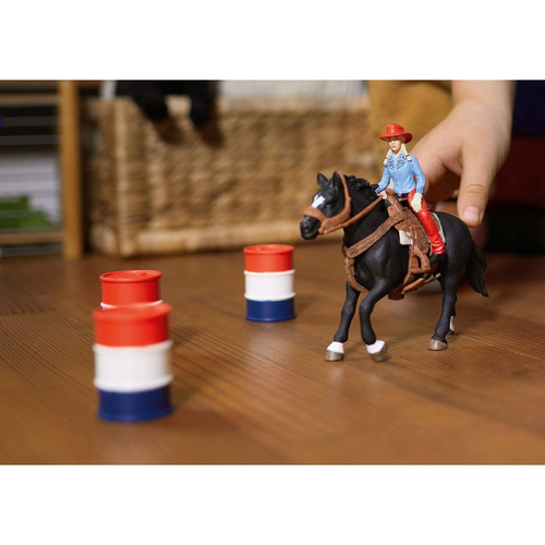 Schleich Farm World - Barrel racing met cowgirl speelfiguur, afbeelding 2