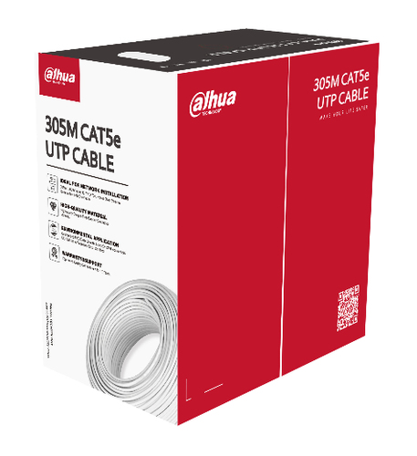 BOBINA DE CABLE UTP DAHUA (DH-PFM920I-5EUN-C-V2) 100% COBRE, CAT 5E, 305 MTS, INTERIORES, POE,BLANCO - DH-PFM920I-5EUN-C-V2