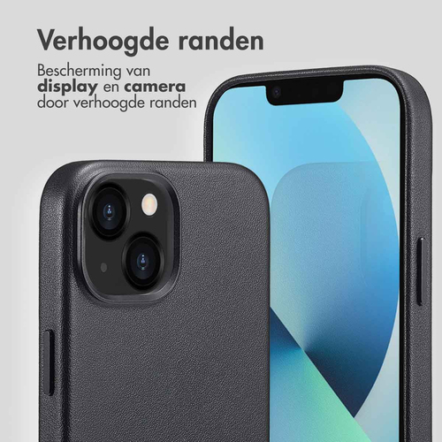 Accezz MagSafe Leather Backcover iPhone 13 - Onyx Black, afbeelding 3