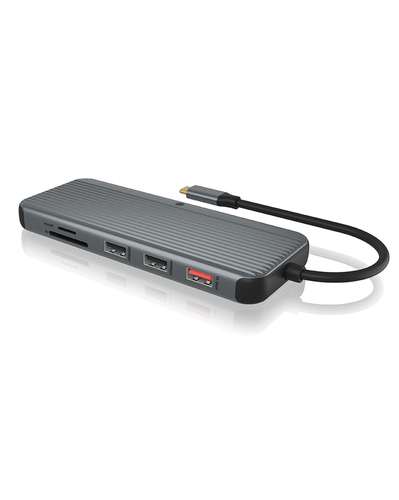 ICY BOX IB-DK4060-CPD Проводная USB 3.2 Gen 1 (3.1 Gen 1) Type-C Черный, Серый